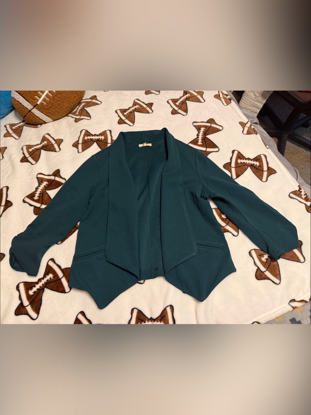 Women's Teal/ Emerald Open-Front Blazer Jacket